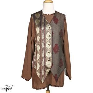 Donna Jessica Top and Vest Lagenlook Patchwork Art Wear Sz XL 1 and 2 - Hey Viv